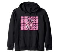 Spirit Animal Flamingo Girl Mom Pink Coquette Bow Zip Hoodie
