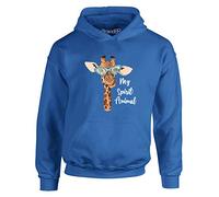 Spirit Animal Giraffe, Kids Hoodie - Royal Blue/White 7-8 Years