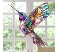 Spirit Bluebird, Solymall Spirit Bluebird Stained Art Birds Ornament, Birds on A Branch Suncatcher, Double-Sided Sun-Catching Glass Decor for Window Indoor Garden Hanging