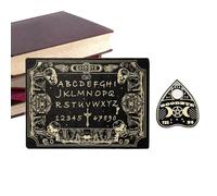 Spirit Board Game, Sturdy Miniature Wooden Talking Board, Divination and Dowsing Tool, Metaphysical Decor with Planchette, Mystical Home Altar Decoration, 12.99 x 8.66 x 0.31 Inches