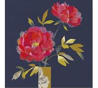 Spirit Fine Art Collection Female Blank Greeting Card (PR-STG205) - Warm Coral Peonies - Elegant Foil and Embossed Finish - Blank/Birthday Greeting Card for Her