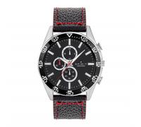 Spirit Gents Black Dial Black & Red Leather Strap Chronograph Watch