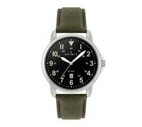 Spirit Gents Black Dial Khaki Canvas Strap Watch