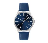 Spirit Gents Classic Polished Silver Leather Watch in Navy Navy