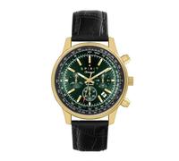 Spirit Gents Green Dial Black Croc Leather Strap Chronograph Watch