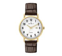 Spirit Gents White Dial Gold Tone Black Leather Strap Watch