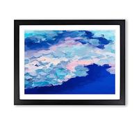 Spirit In The Sky Blue Pink Modern Art Framed Print | A2 Black Framed Wall Art | Ready to Hang | Modern Landscape Picture | Living Room Bedroom Lounge Office