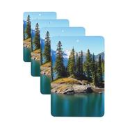 Spirit Island in Lake Car Air Fresheners Cards Set of 4 Pieces Personalized Car Fresheners Gifts for Men Women Auto Aromatherapy Tablets Hanging Scented Cards for Wardrobe Bathroom