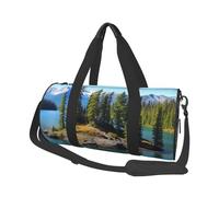 Spirit Island in Lake Duffle Bag for Women Men Personal Item Travel Bags Canvas Weekender Overnight Bag Lightweight Sports Tote Gym Bag Carry On Luggage Bag, Black, One Size