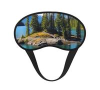 Spirit Island in Lake Sleep Mask for Side Sleeper Eye Mask for Sleeping Light Blocking Soft Breathable Sleep Eye Mask for Women Men Adjustable Elastic Strap Travel Nap Blackout Eye Shade Cover