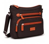 Spirit - Large Nylon Splash Resistant Every Day Crossbody Bag - Unisex Lightweight Travel Bag with Multiple Pockets and Adjustable Strap 5054 (Dark Chocolate/Orange)
