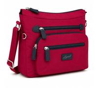 Spirit - Large Nylon Splash Resistant Every Day Crossbody Bag - Unisex Lightweight Travel Bag with Multiple Pockets and Adjustable Strap 5054 (Dark Bordeaux/Navy)