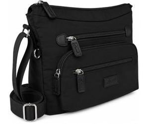 Spirit - Large Nylon Splash Resistant Every Day Crossbody Bag - Unisex Lightweight Travel Bag with Multiple Pockets and Adjustable Strap 5054 (Black)