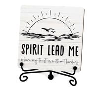 Spirit Lead Me Where My Trust Is Without Borders Wooden Signs Decor, Christian Decor, Bible Verses Desk Decor, Inspirational Wooden Signs For Decor Desk Accessories, A04