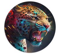 Spirit Leopard 1000 Piece Jigsaw Puzzle Round Cardboard Jigsaw Family Interactive Game, Brain Challenge Gift 1000pcs (67.5x67.5cm)