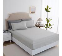 Spirit Linen home 6-Piece King Size Bed Sheet Set - Deep Pocket, Diamond Print Pattern, Soft and Breathable Bed Sheets, Microfiber Material, Includes 1 Fitted, 1 Flat, 4 Pillowcases - Grey Diamond