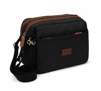 Spirit - Medium Lightweight Waterproof Crossbody Bag with Multiple Pockets, Zipped Section and Adjustable Woven Strap - Gifts for Women (Black/Tan)