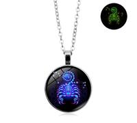 Spirit Necklace Zodiac, Serene Manifestation Necklace, Zodiac Pendant Necklace, 12 Constellation Luminous Stone Couple Necklace, Gift Ideal For Horoscope Lovers., Stainless Steel, No Gemstone