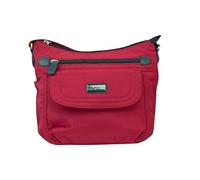 Spirit - Nylon Showerproof Crossbody Bag - Unisex Lightweight Travel Bag with Multiple Pockets and Adjustable Strap (Dark Bordeaux/Navy Trim)