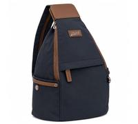 Spirit Nylon Splash Resistant Backpack - Lightweight Rucksack - Multiple Pockets - Adjustable Straps - Travel & Holiday Backpack - Navy Blue & Tan