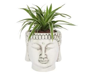 Spirit of Equinox Elegant White Terracotta Buddha Head Planter - 20cm x 20cm (1 Pc.) - Zen Vibes, Unique Eye-catching Design Home Decor - Perfect for Indoor Plants