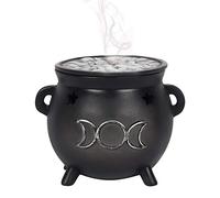 Spirit of Equinox Green Tree Triple Moon Cauldron Incense Holder, Black