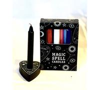 Spirit of Equinox Magic Spell Candles Bundle Gift Set with 12 Mixed Colour Candles with Candle Holder Included (Candle Holder Styles May Vary)