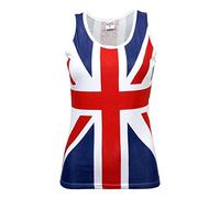 SPIRIT OF ESSEX Union Jack Vest top Women Ladies 100% Cotton Round Neck Union Jack Dresses for Women UK (as8, Alpha, m, Regular, Regular) White