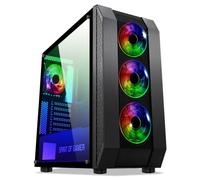 Spirit Of Gamer - ROGUE VI - PC Gamer ATX/mATX/ITX Case - Front Panel and Tempered Glass Wall - 4 LED RGB Addressable 120mm Fans - AURA/MSI MYSTIC/ASROCK 3Pin Compatible