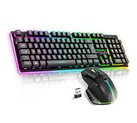 SPIRIT OF GAMER x MK600 | Wireless Keyboard and Mouse Pack Black Rechargeable RGB | French AZERTY Layout Backlit | Semi Mechanical Gaming Keyboard | Wireless Mouse 4800 DPI | PS4/PS5, PC