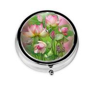 Spirit of The Lotus Print Personalised Portable Pillbox with,Mini Pillbox Compact and Convenient Pill Organiser for Storing and Organising Pills