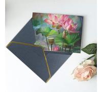 Spirit Of The Lotus Printed Blank Greeting Card-Christmas Card,Thank You Cards,Party Invitation Card Festival Greeting Cards & All Occasion Black
