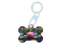 Spirit of The Lotus Printing Acrylic Dog Bone Ornament Pet Tags Key Chain Holiday for Lovers Dogs Gift