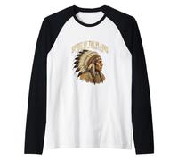 Spirit of the Plains Authentic Tradition Indigenous Chief Raglan Baseball Tee