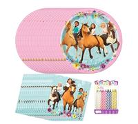 Spirit Riding Free Party Supplies Pack for 16 Guests - Includes 7" Dessert Plates, Luncheon Napkins & Birthday Candles