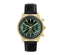 Spirit SP1006 Men's Gold Chronograph Watch Green Dial Leather Strap