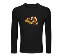 Spirit Stallion of The Cimarron with Drawstring Pockets Men's 100% Cotton Tee Crewneck Unisex Long Sleeve T-Shirt Black S