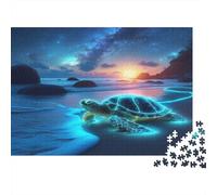 Spirit Turtle Jigsaw Puzzles Ocean Sunset 1000Pc Recycled Paper for Adults Puzzle Fun Activity Home Exercising Hands-on Skills Great Gift Idea 38x26cm/1000pcs