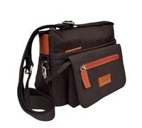 Spirit - Waterproof Crossbody Bag - Unisex Lightweight Travel Bag with Multiple Pockets and Adjustable Shoulder Strap for Comfort - 24.5cm W x 19.5cm H x 10cm D (Dark Chocolate/Orange)