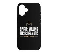 Spirit: Willing Flesh: Dramatic Romans 7 Christian Humor Case for iPhone 16