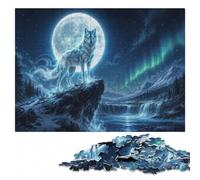 Spirit Wolf Under The Moon Wooden Jigsaw Puzzle, Gift for Adults | For home use: Jigsaw Puzzle Gift - border-first or section-first building options in spare time.