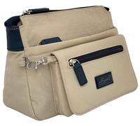 Spirit Womens Lightweight Small Multi Section Crossbody Shoulder Travel Holiday Nylon Waterproof Day Bag With Adjustable Strap 1651 Stone & Navy
