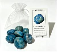 SpiritCrystals Apatite Tumbled Stones with Organza Bag and Info Card 100g Crystal Friend Couple Gift