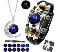 Spiritio Zodiac Leather Bracelet,Zodiac Signs Spirit Bracelet,Spirilet Bracelet Zodiac Manifestation,Multilayer Adjustable Zodiac Spirit Bracelet for Manifestation for Women Men (Gemini)