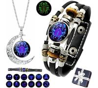 Spiritio Zodiac Leather Bracelet,Zodiac Signs Spirit Bracelet,SpiriletBracelet Zodiac Manifestation,Adjustable 12 ConstellationBracelet,Multilayer Constellation Zodiac LeatherBracelet (Cancer)