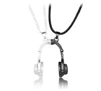 Spiritrain 2pcs Headphone Headset Matching Necklace for 2 Men Women Gold Silver Plated Unique Personalized Rock Music Chain Necklace for BFF Friendship Couples Lovers Hiphop Fashion Jewelry Gifts