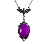 Spiritrain Gothic Bat Pendant Necklace for Men Women Punk Cool Black Animal Wings Flying Neck Chain Choker Necklace for Funny Vintage Halloween Party Fashion Jewelry Gifts, M, Zinc, No Gemstone