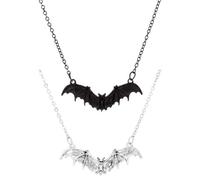 Spiritrain Gothic Bat Pendant Necklace for Men Women Punk Cool Black Animal Wings Flying Neck Chain Choker Necklace for Funny Vintage Halloween Party Fashion Jewelry Gifts, M, Zinc, No Gemstone