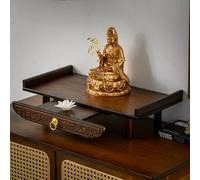 Spiritual Altar Table for Buddha Statues, Retractable Drawer Meditation Shelf, Retro Home Shrine for Desktop, Perfect for Holding Portraits and Sacrificial Items
