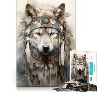 Spiritual Arctic Wolf Jigsaw 1000 Pieces for Teenagers Mind Exercise Toy Relaxing Fun Design Assembly Perfect Present 50x75cm